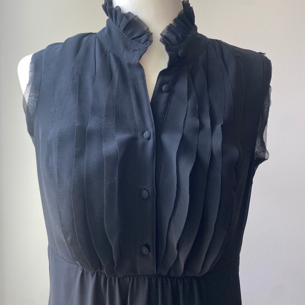 Ann Taylor LOFT Silk Chiffon Sleeveless Dress with Ruffle Collar Dress Size 6